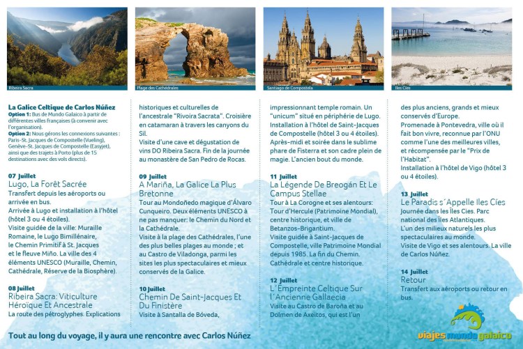 Programa de viaxe a "La Galice de Carlos Núñez"